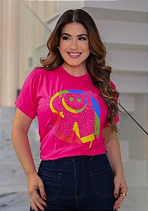 Camiseta R neon rosa