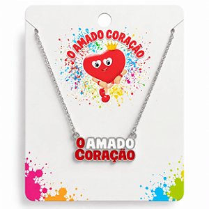 Colar o Amado Coração Branco e Vermelho