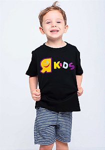 Camiseta infantil R Kids Horizontal preta
