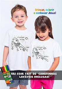 Camiseta Infantil A mão de Deus para colorir