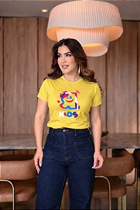 Camiseta Baby Look R Kids Primavera Amarela