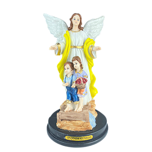 Imagem em Resina Anjo da Guarda Aamarelo 15cm