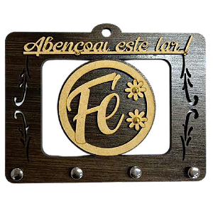 Porta chave em MDF tabaco Fé