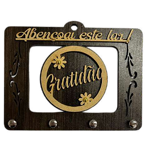 Porta chave em MDF tabaco Gratidão