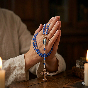 Terço Nossa Senhora Das Graças Cristal Azul
