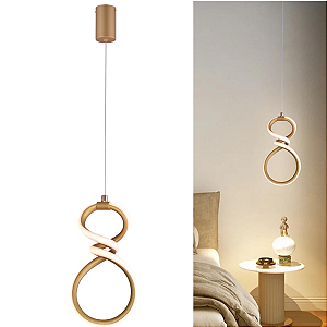 Luminária Pendente Led Moderna Espiral Infinito 3000k - Dourado