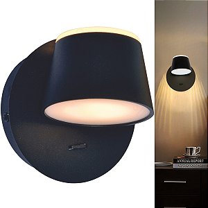 Arandela Cúpula de Led com Interruptor Luz Branco Quente 3000k 14W - Preto