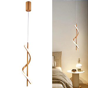 Pendente Led Espiral Dna Moderno Luxo Sala Quarto Cabeceira Cor Dourado 110V/220V