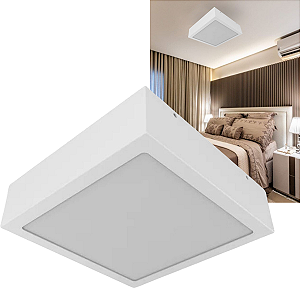 Plafon Sobrepor Redondo 4 Lâmpadas Led Luminária Teto 30cm Cor Branco Quadrado