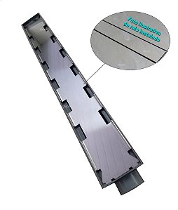 Ralo Para Banheiro Linear 6x50cm Invisível Sifonado Com Coletora Cinza (Cola piso \ Porcelanato)