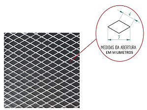 Tela Anti Insetos Em Alumínio Expandido Para Ralos Elite Modelo 10x50cm (Abertura dos furos da tela de 4x7mm)