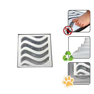 Ralo Anti odor 15x15 Grelha Elite em Alumínio com Coletora Cinza Sb e Tela Anti Insetos