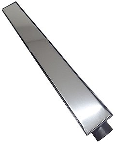 Ralo Linear Invisível Oculto 6X50cm, Grelha Cega Em Aço Inox Polida Com Caixa Coletora Preta Sifonada