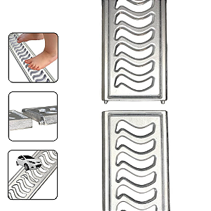Ralo Grelha Linear 10x100cm Elite Em Alumínio Escovado com Aro De Fixação(2 Peças de 10x50cm)