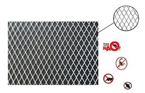 Tela Anti Insetos Em Alumínio Expandido Para Ralos Elite Modelo 15x100cm (Abertura dos furos da tela de 4x7mm)