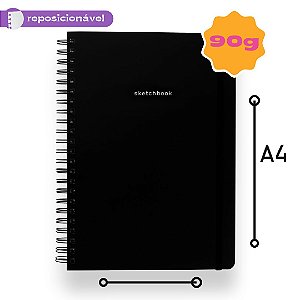 Sketchbook Sem Pauta 90G A4 Folhas Reposicionáveis Black Classic