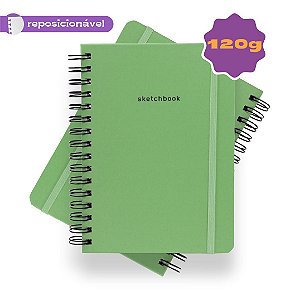 Sketchbook Sem Pauta 120G A5 Folhas Reposicionáveis Green Mint