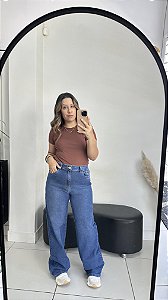 Wide Jeans com elastano