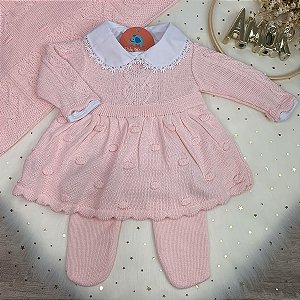 Saída de Maternidade Tricot Alice - Rosa Bebê