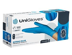 Caixa De Luvas Azul Nitrílica Grande 100 Unidades Unigloves