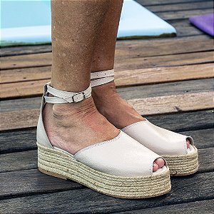 Sandália tipo espadrille Carmem em couro OFF-White