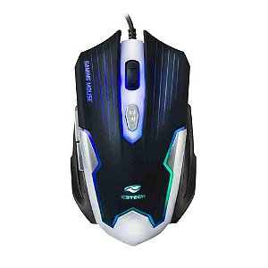 Mouse Gamer C3Tech, Com Fio, LED Multicores, 2400 DPI, 6 Botões, Preto/Prata