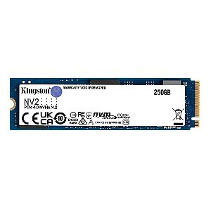 SSD Kingston NV2 250 GB, M.2 2280 PCIe, NVMe, Leitura: 3000 MB/s e Gravação: 1300 MB/s