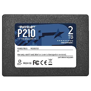 Ssd 2TB Patriot P210, Leitura 520Mb/s, Gravação 430Mb/s