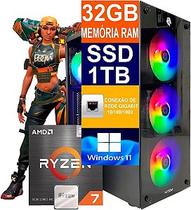 PC Gamer Ryzen 7 5700G | 32GB DDR4 | SSD M.2 NVMe 1TB | Fonte 550W | Windows 11 Pro | Info3