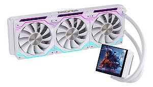 Water Cooler Round5 Zephyro Branco Argb Display Lcd 360mm - R5-WC-ZEPHYRO-360W-2225