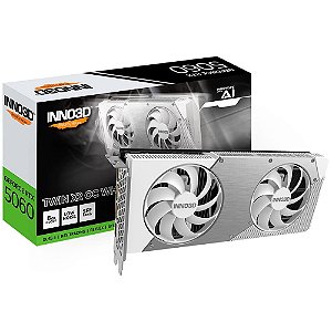 Placa de Video Inno3D RTX 5060 Twin X2 OC White NVIDIA Geforce, 8GB GDDR7, 2527MHz, 128bits, DLSS 4, Ray Tracing