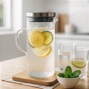 Jarra de Vidro Borossilicato 1,4L com Tampa Inox – Resistência, Elegância e Alta Margem na Revenda