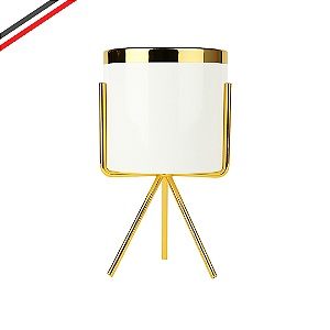 Vaso para Suculenta Ceramica com Suporte Dourado Decorativo