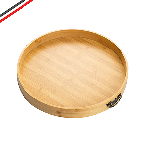 Bandeja Bambu Redonda Funda Decorativa Organizadora 30cm