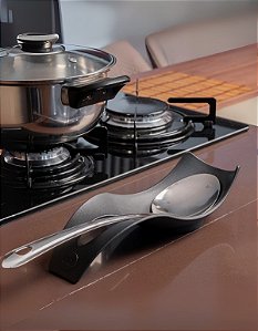 Descanso de Colher Preto Plástico Premium Cozinha Utensílio