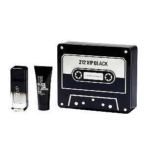 KIT PERFUME CAROLINA HERRERA 212 VIP BLACK EDP  100ML + GEL DE BANHO 100ML MASCULINO