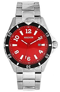 Relogio masculino magnum marrom kit com pulseira de couro ma21900d