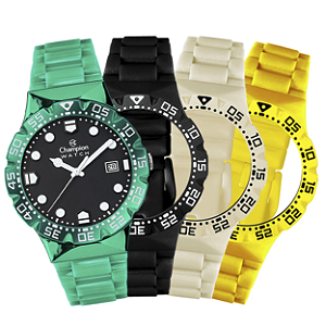RELÓGIO CHAMPION WATCH TROCA PULSEIRAS CP31001S + 4 PULSEIRAS/CORDAO