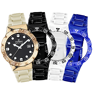RELÓGIO CHAMPION WATCH TROCA PULSEIRAS CP31001H + 4 PULSEIRAS/CORDÃO