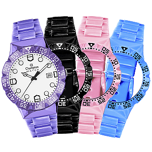 RELÓGIO CHAMPION WATCH TROCA PULSEIRAS CP31001M + 4 PULSEIRAS/CORDÃO