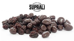 Uvas-passas drageadas em chocolate 70% cacau (200g)