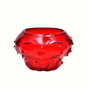 Vaso vermelho vidro vintage redondo