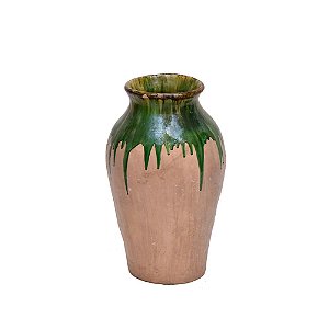 Vaso Cerâmica Terracota com Bordas Verdes
