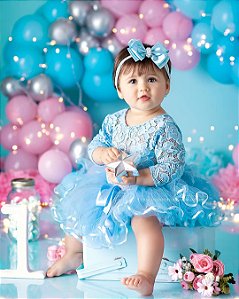 Body De Renda Azul Francia