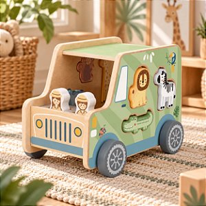 Jipe Safari Carrinho Madeira Brinquedo Educativo Tooky Toy