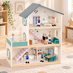 Super Casa de Bonecas em Madeira Tooky Toy