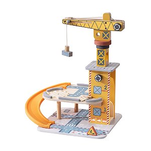 Conjunto Guindaste Portuário - Obra em Ação Madeira Tooky Toy