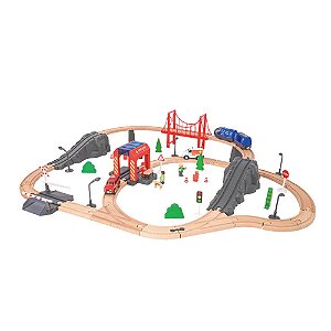 Conjunto Pista de Trem Grande Bombeiros Brinquedo Tooky Toy