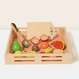 Conjunto Corte de Frutas Madeira com Caixa