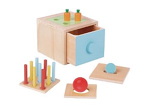 Caixa Educacional 4 em 1 Cubo Madeira Educativo Tooky Toy